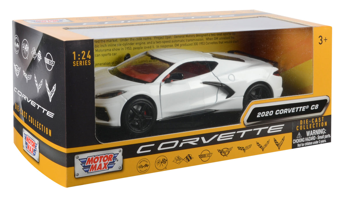 2020 Chevrolet Corvette C8 1:24 Scale Model Motormax 79360 White w