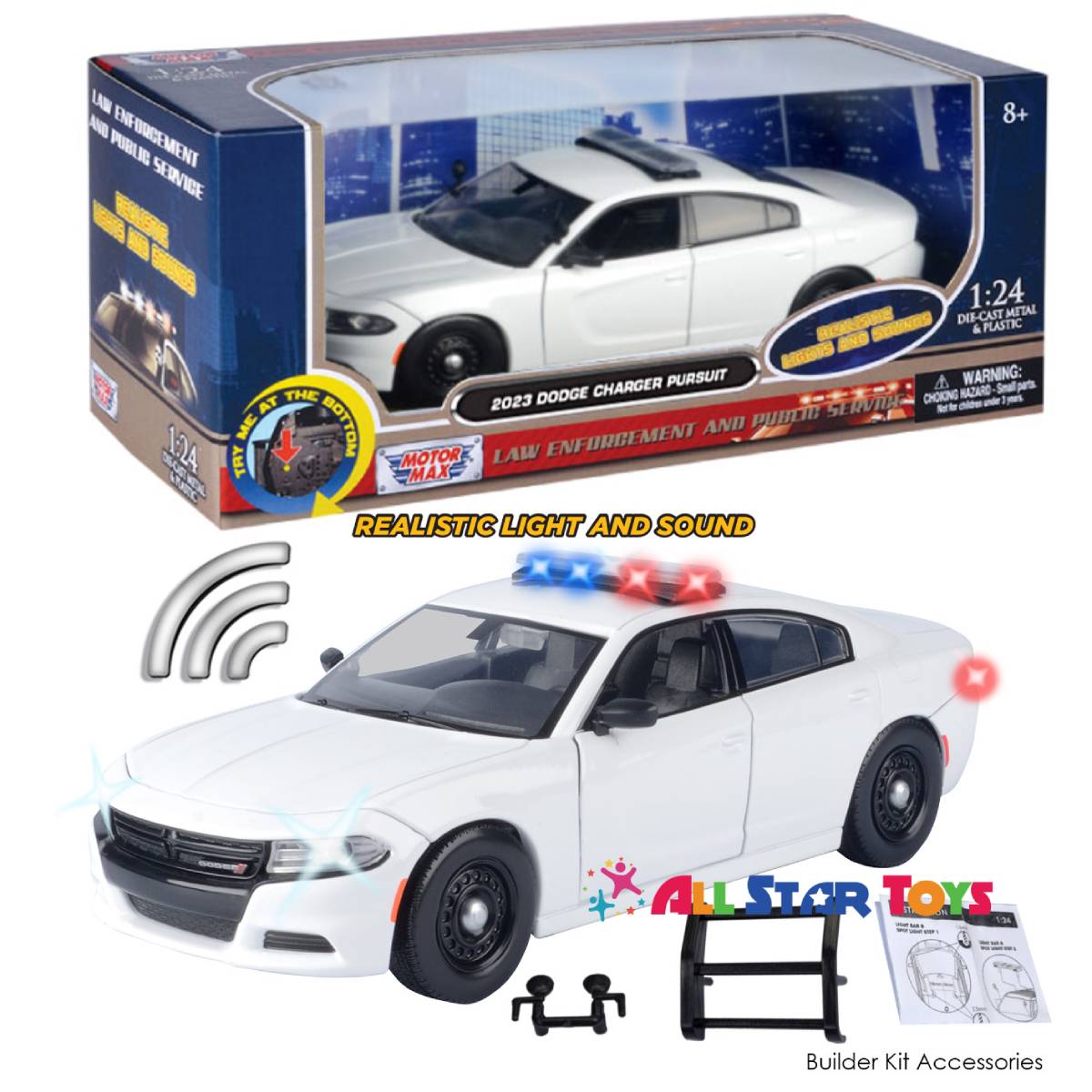 2023 Dodge Charger Police Pursuit Car Blank White w/ Light & Sound