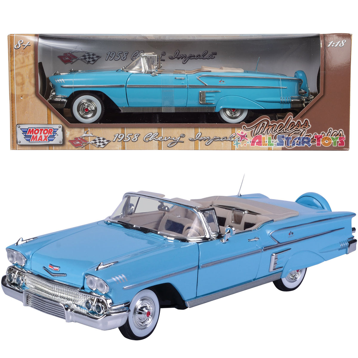 1:18 Scale 1958 Chevrolet Impala Diecast Model by Motormax 73112
