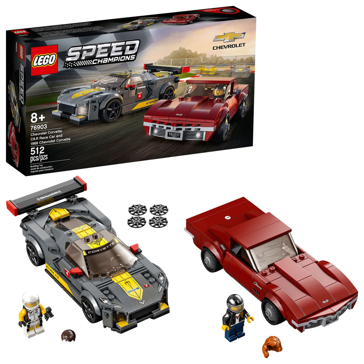 LEGO® Speed Champions Chevrolet Corvette C8.R Race Car and 1968