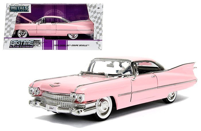 JADA 1959 Cadillac Coupe De Ville Pink 1/24 Scale Diecast Car Model 96
