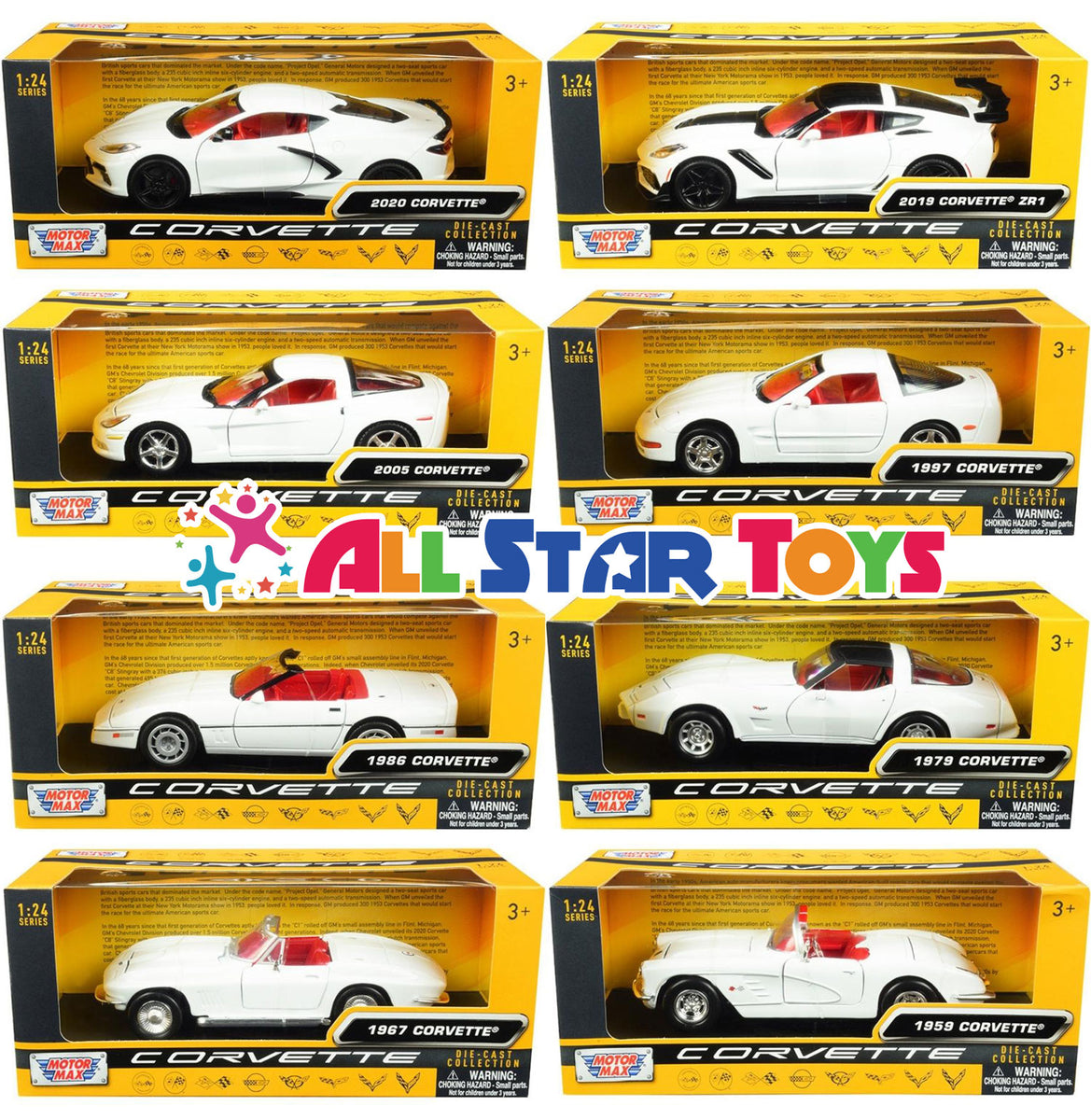 Motormax 1:24 Chevrolet Corvette Diecast Car White 60 Years