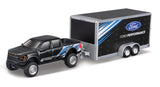 Maistoo 1/64 Tow & Go 2021 Ford F-150 SVT Raptor & Car Trailer Diecast Model Collectible Toy Car 15368