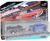 Maistoo 1/64 Tow & Go 2021 Ford F-150 SVT Raptor & Trailer w/ Bass Boat Diecast Model Collectible Toy Car 15368