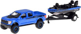 Maistoo 1/64 Tow & Go 2021 Ford F-150 SVT Raptor & Trailer w/ Bass Boat Diecast Model Collectible Toy Car 15368