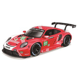 Bburago Porsche 911 RSR Le Mans #91 Race Car 1:24 Scale Diecast Model, 18-28016 Red/White