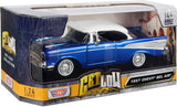 1957 Chevrolet Bel Air Lowrider Blue with White roof 1/24 Diecast Model Motormax Get Low 79030