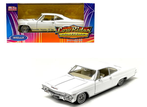 1965 Chevrolet Impala SS 396 Low Rider White 1:24 Diecast Model Welly  22417LRW-WH