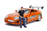 Jada "Fast and Furious" Brian Figurine with 1995 Toyota Supra Diecast Vehicle with Lights 31139