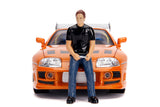 Jada "Fast and Furious" Brian Figurine with 1995 Toyota Supra Diecast Vehicle with Lights 31139