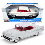 Maisto 1957 Chevrolet Bel Air Coupe White with Red Interior "Special Edition" Series 1/18 Diecast Model 31477