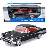 Maisto 1957 Chevrolet Bel Air Coupe BLACK with Red Interior "Special Edition" Series 1/18 Diecast Model 31477