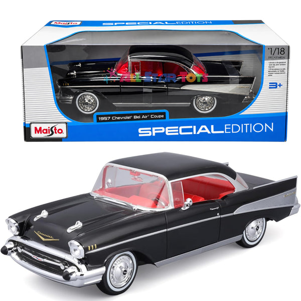 Maisto 1957 Chevrolet Bel Air Coupe BLACK with Red Interior