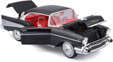 Maisto 1957 Chevrolet Bel Air Coupe BLACK with Red Interior "Special Edition" Series 1/18 Diecast Model 31477