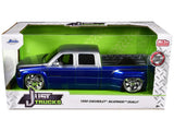 JADA 1/24 1999 Chevrolet Silverado Heavy Duty Dually w/ Custom Wheels Blue/Silver 35588