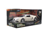Jada 25 Years of Fast & Furious 2011 Bugatti Veyron - 1:24 Scale Diecast Model Toys 36476 White/Beige