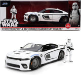 Jada Disney 1:24 Stormtrooper & 2021 Dodge Charger SRT Hellcat Diecast Model from Movie Star Wars, JADA 36478, Collectible Toy Car