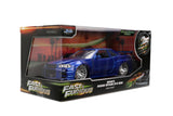 Jada Fast & Furious Brian’s 2002 Nissan Skyline R34 Brushed Finish 1:24 Diecast Model Car, Blue Brushed Finish, 37704
