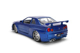 Jada Fast & Furious Brian’s 2002 Nissan Skyline R34 Brushed Finish 1:24 Diecast Model Car, Blue Brushed Finish, 37704