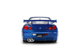 Jada Fast & Furious Brian’s 2002 Nissan Skyline R34 Brushed Finish 1:24 Diecast Model Car, Blue Brushed Finish, 37704