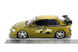 JADA "25 Years of Fast & Furious" Brian's 2002 Mitsubishi Lancer Evolution EVO VII GREEN Color Brush Finish 1/24 Diecast Model 37874