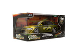 JADA "25 Years of Fast & Furious" Brian's 2002 Mitsubishi Lancer Evolution EVO VII GREEN Color Brush Finish 1/24 Diecast Model 37874