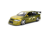 JADA "25 Years of Fast & Furious" Brian's 2002 Mitsubishi Lancer Evolution EVO VII GREEN Color Brush Finish 1/24 Diecast Model 37874