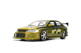 JADA "25 Years of Fast & Furious" Brian's 2002 Mitsubishi Lancer Evolution EVO VII GREEN Color Brush Finish 1/24 Diecast Model 37874