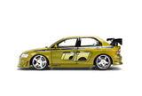 JADA "25 Years of Fast & Furious" Brian's 2002 Mitsubishi Lancer Evolution EVO VII GREEN Color Brush Finish 1/24 Diecast Model 37874