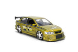 JADA "25 Years of Fast & Furious" Brian's 2002 Mitsubishi Lancer Evolution EVO VII GREEN Color Brush Finish 1/24 Diecast Model 37874