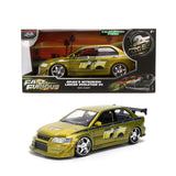 JADA "25 Years of Fast & Furious" Brian's 2002 Mitsubishi Lancer Evolution EVO VII GREEN Color Brush Finish 1/24 Diecast Model 37874