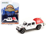 2020 Jeep Gladiator Rubicon w/Modern Truck Bed Tent, White - Greenlight 38010D - 1/64 Diecast Car