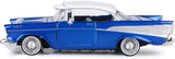 1957 Chevrolet Bel Air Lowrider Blue with White roof 1/24 Diecast Model Motormax Get Low 79030