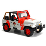 1/24 "Jurassic World" Jeep Wrangler Diecast Model Cream and Red with Black Interior by Jada 97806