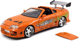 Jada 1/24 Fast & Furious Brian's Toyota Supra Diecast Model Car Orange 97168