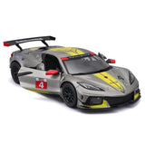 BBurago 1:24 Scale 2020 Chevrolet Corvette C8.R Diecast Model Grey 18-28024