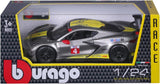 BBurago 1:24 Scale 2020 Chevrolet Corvette C8.R Diecast Model Grey 18-28024