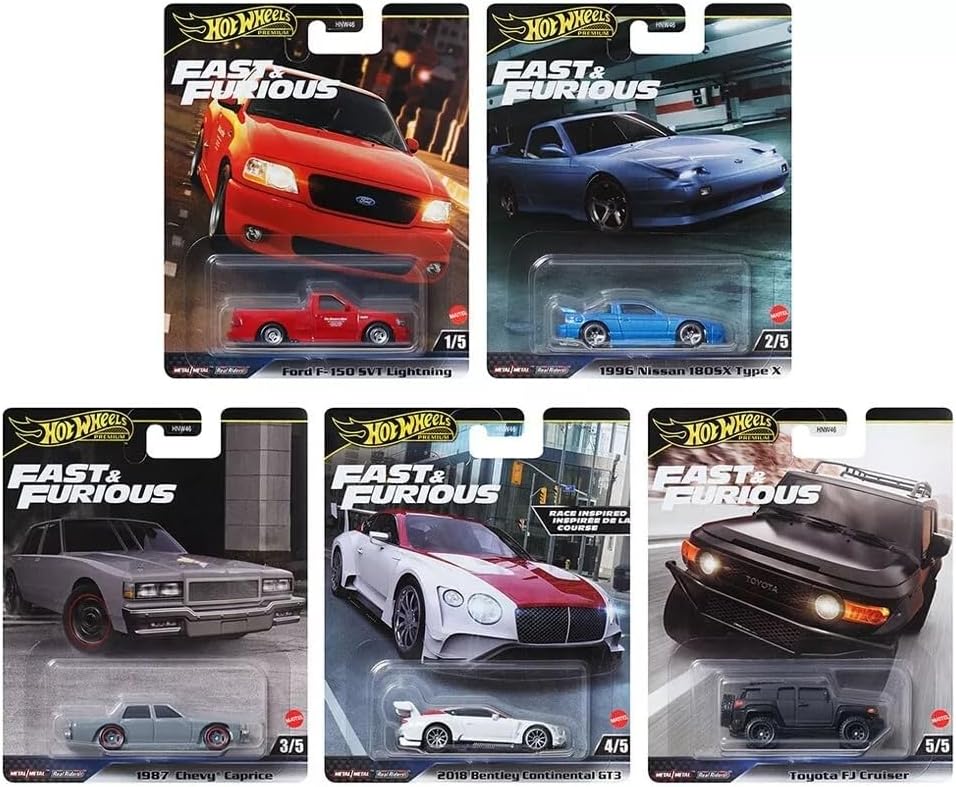 2024 Hot Wheels Premium Fast & Furious H Case, Set of 5 Cars