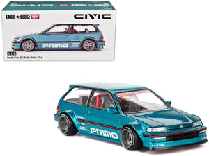 TSM Mini GT Kaido House 1:64 Honda Civic (EF) Kaido Works V1 Tahitian Green Limited Edition 1/64 Diecast Model Car KHMG126