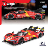 Bburago 2023 Ferrari 499P 3.0L Turbo V6 - LMH #51 2023 24H Le Mans Champion  1:18 Scale Diecast Model 18-16301