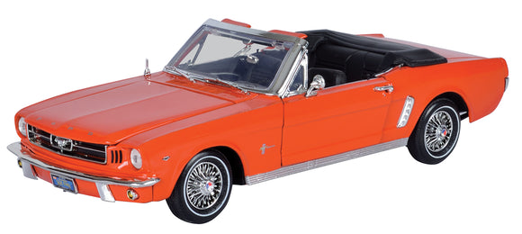 1964 1/2 Ford Mustang Convertible Orange 1/18 Diecast Car Model Motormax 73145