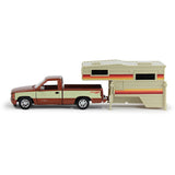 1992 Chevrolet Silverado 454SS Pickup Brown with Camper RV 1:24  Diecast Model Motormax MAXX Design 73203/75330