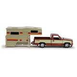 1992 Chevrolet Silverado 454SS Pickup Brown with Camper RV 1:24  Diecast Model Motormax MAXX Design 73203/75330