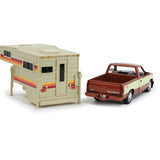 1992 Chevrolet Silverado 454SS Pickup Brown with Camper RV 1:24  Diecast Model Motormax MAXX Design 73203/75330