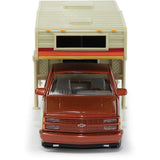 1992 Chevrolet Silverado 454SS Pickup Brown with Camper RV 1:24  Diecast Model Motormax MAXX Design 73203/75330