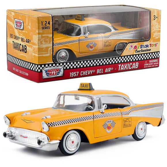 1957 Chevrolet Bel Air Classic Taxi 1:24 Diecast Model Car Motormax All Star Toys Exclusive 73228 TAXI