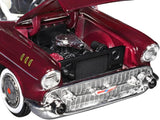1957 Chevrolet Bel Air 1:24 Diecast Model Car Motormax 73228 Burgundy/Silver