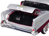 1957 Chevrolet Bel Air 1:24 Diecast Model Car Motormax 73228 Burgundy/Silver