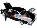 1955 Chevy Bel Air Black and Silver 1/24 Scale Diecast Model by Motoromax 73229BLKSIL