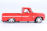 1966 Chevrolet C10 Fleetside Pickup Silver 1:24  Diecast Model Motormax MAXX Design 73355 Red